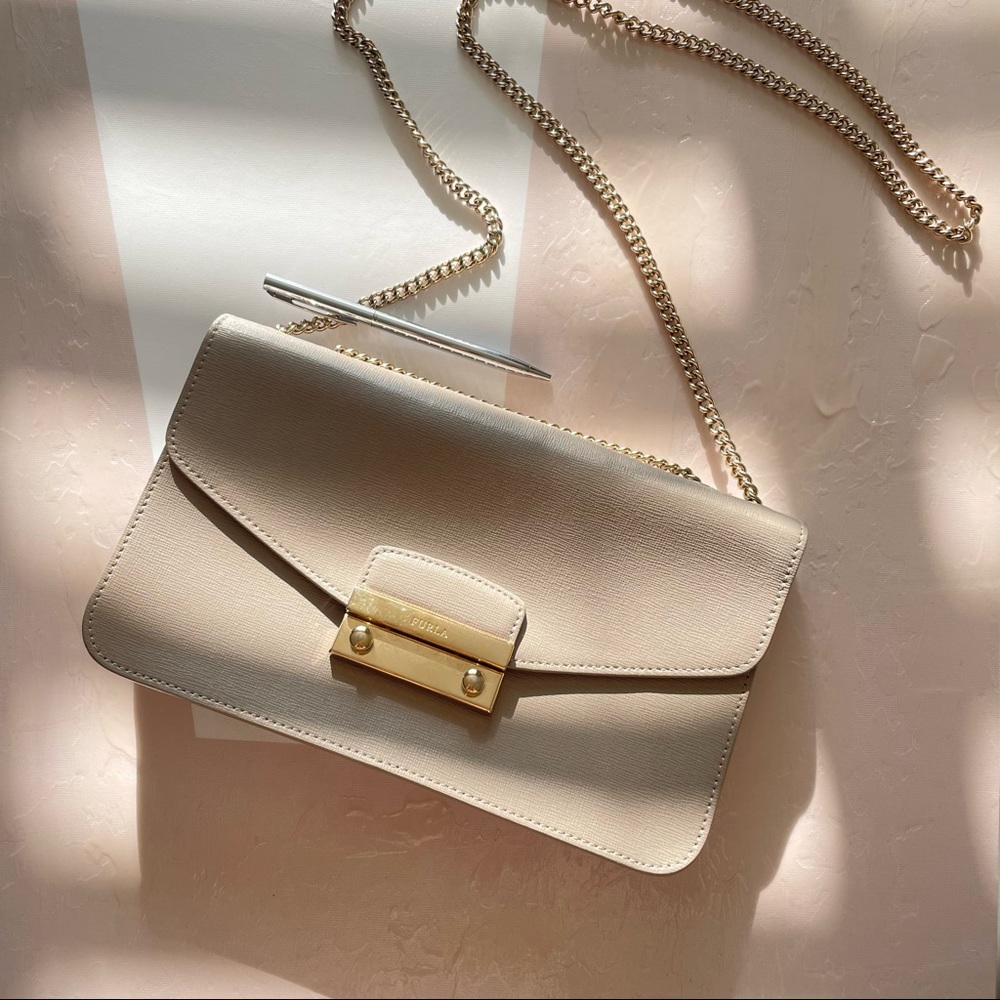 FURLA Taupe Crossbody Shoulder Bag